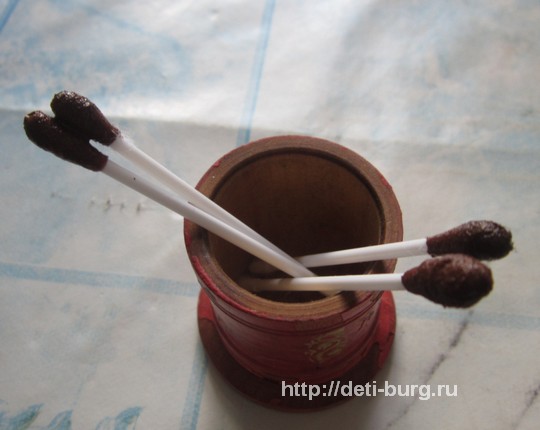 камыш из ватных палочек